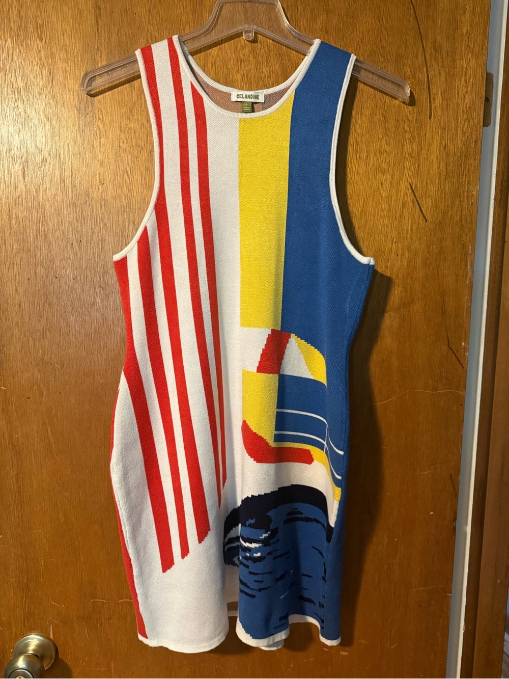 Anthropologie Striped Graphic Knit Dress - Blue/Red/Yellow/White
